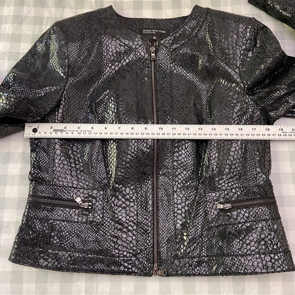 JONES New York black crop jacket shinny genuine leather soft contemporary spakle - Picture 11 of 16
